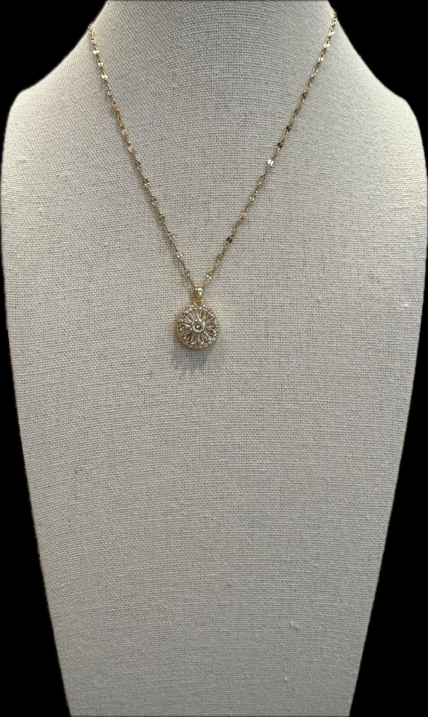 Spinning White Sunflower Necklace – Dainty CZ Spinner Pendant for Stress Relief