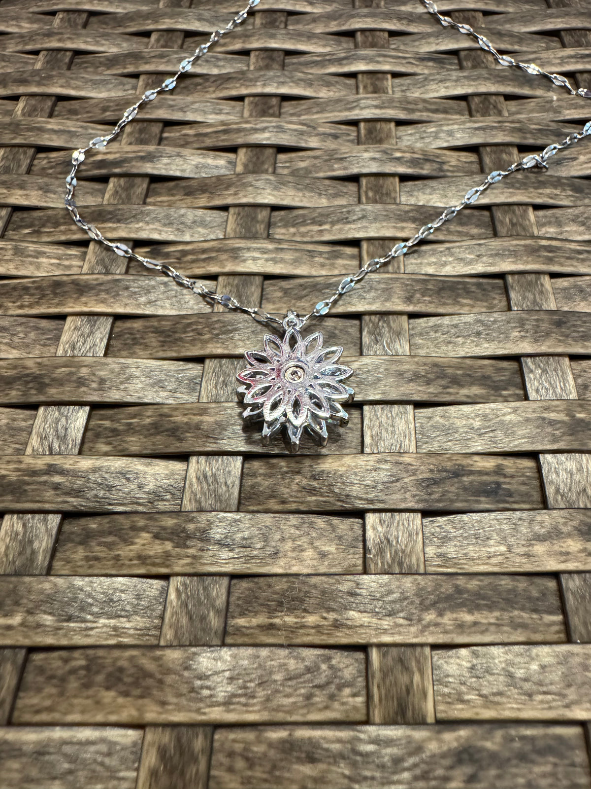 Silver Spinning Sunflower (Type #3) Necklace with Cubic Zirconia – Anxiety Relief Jewelry (Copy)
