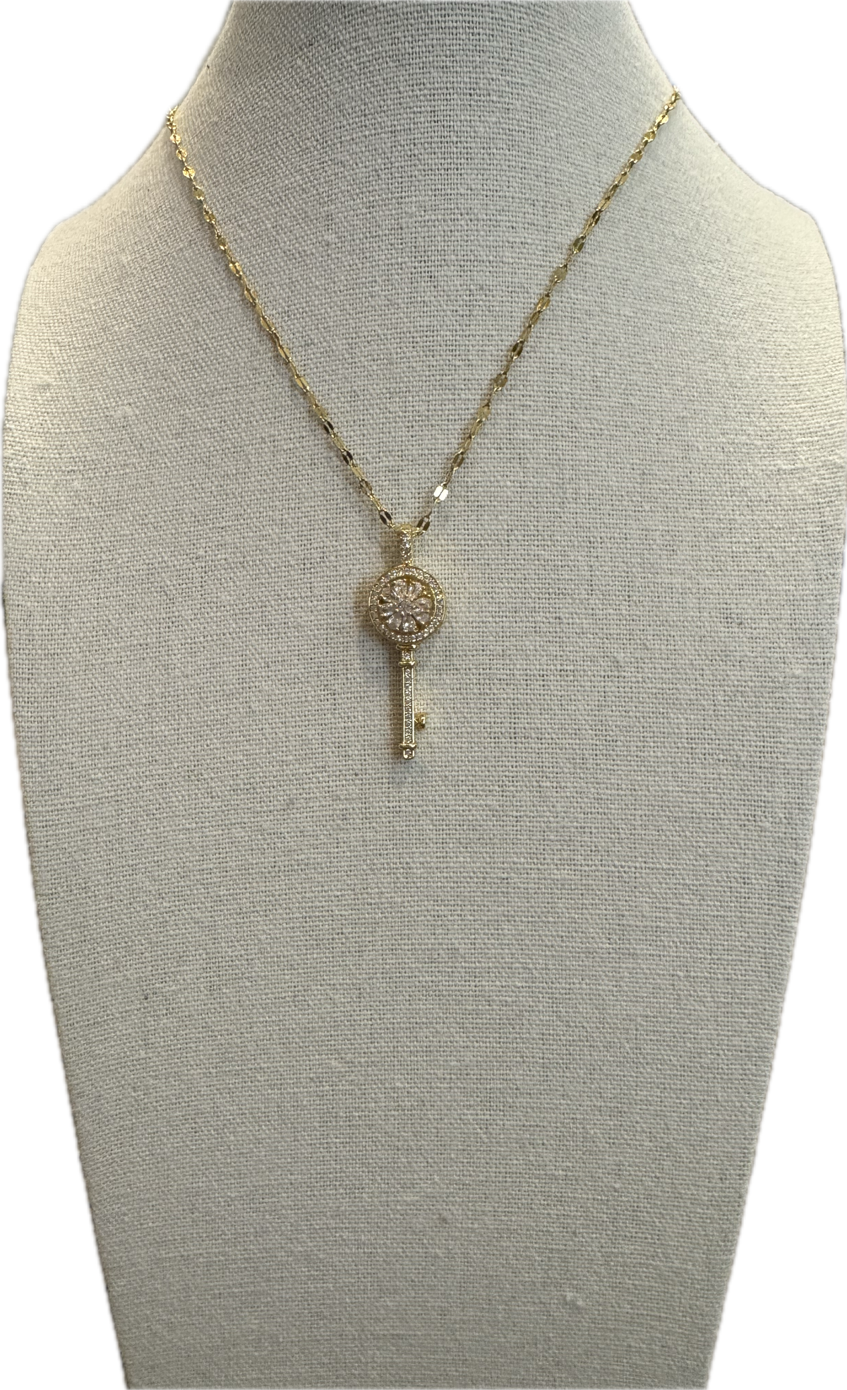 Gold Spinning Key-Shape (Type #3) Necklace with Cubic Zirconia – Anxiety Relief Jewelry (Copy) (Copy)