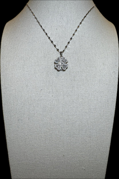Silver Spinning Clover Necklace with Cubic Zirconia – Anxiety Relief Jewelry