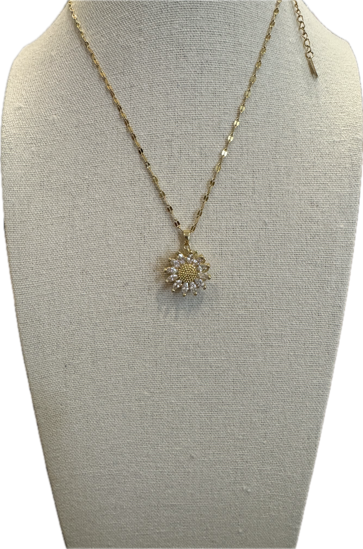 Gold Spinning Sunflower (Type #3) Necklace with Cubic Zirconia – Anxiety Relief Jewelry (Copy)