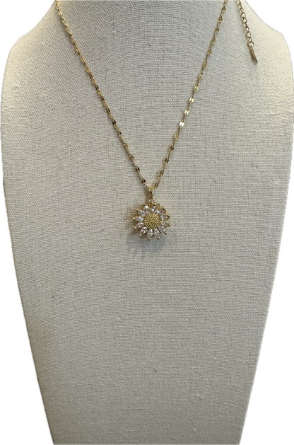 Gold Spinning Sunflower (Type #3) Necklace with Cubic Zirconia – Anxiety Relief Jewelry (Copy)