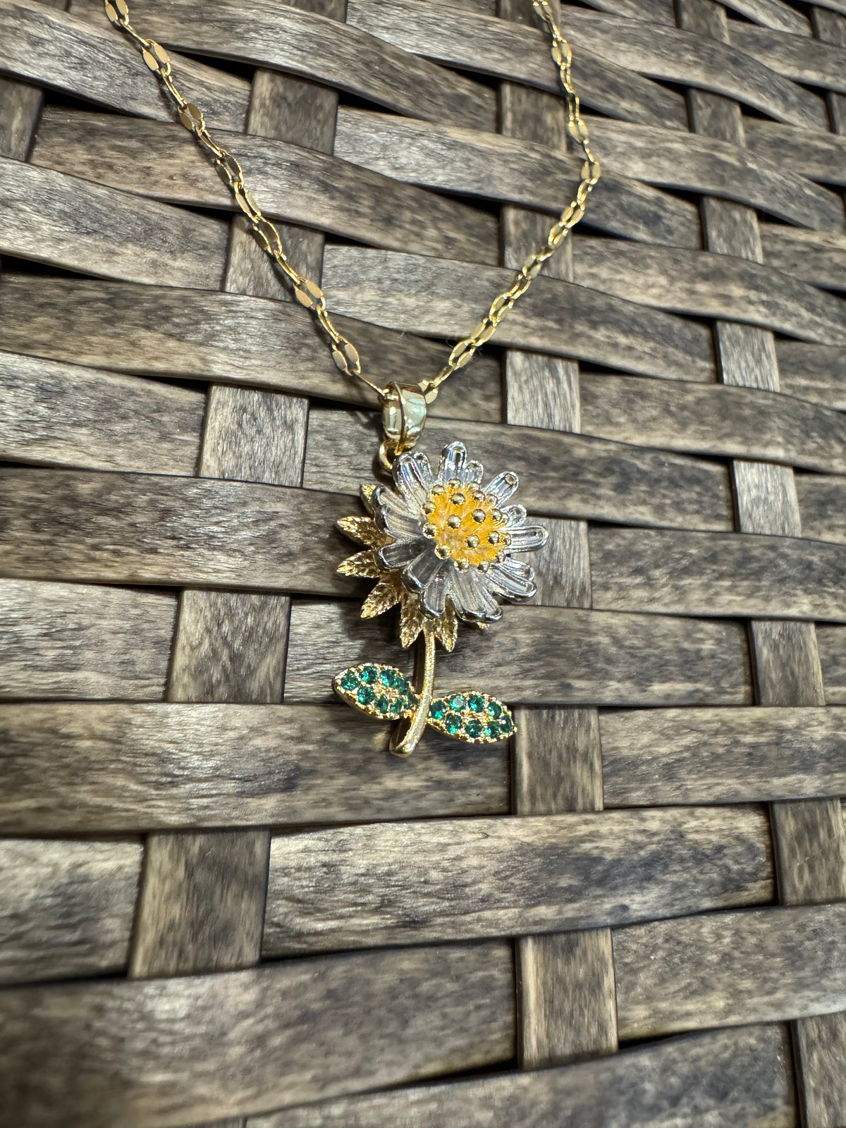 Gold Spinning Sunflower (Type #4) Necklace with Cubic Zirconia – Anxiety Relief Jewelry (Copy) (Copy)