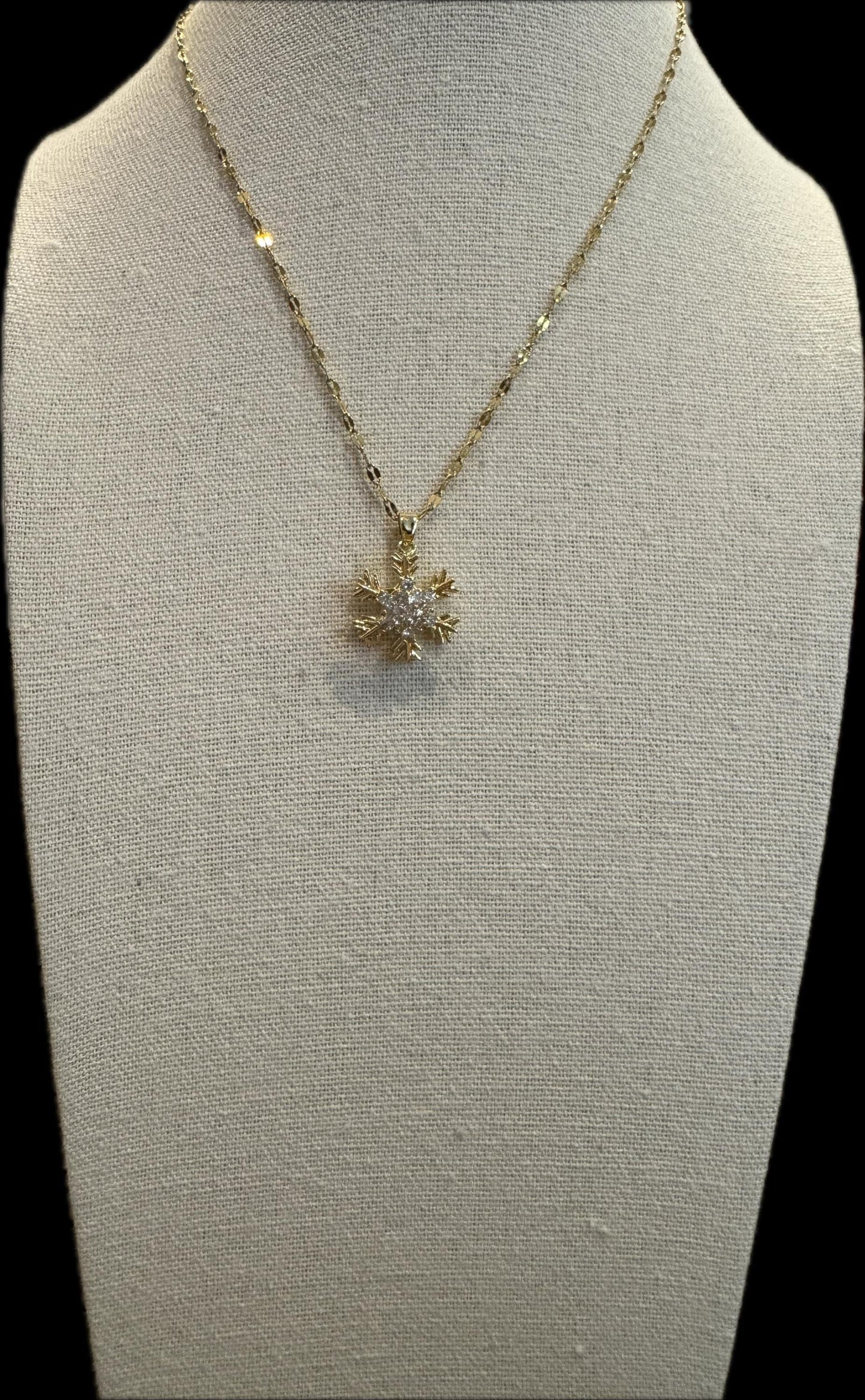 Gold Spinning Snowflake Necklace with Cubic Zirconia – Anxiety Relief Jewelry