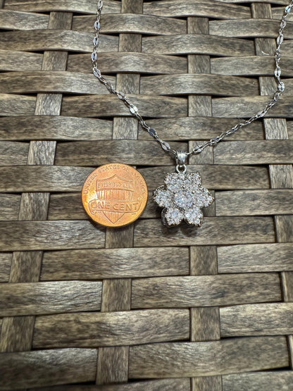 Silver Spinning Lily Blossom Necklace with Cubic Zirconia – Anxiety Relief Jewelry