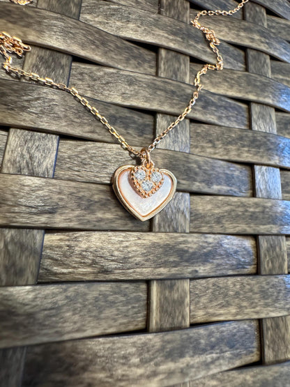 Rose Gold Double Heart Locket Necklace – Sparkling & Sweet Gift for Her