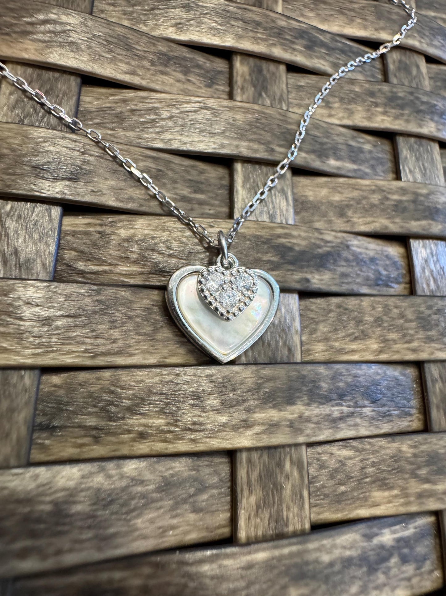 Sterling Silver Double Heart Locket Necklace – Sparkling & Sweet Gift for Her