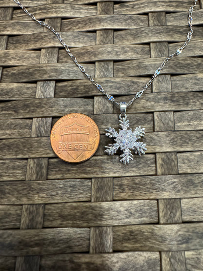 Silver Spinning Snowflake (Type #3) Necklace with Cubic Zirconia – Anxiety Relief Jewelry (Copy)
