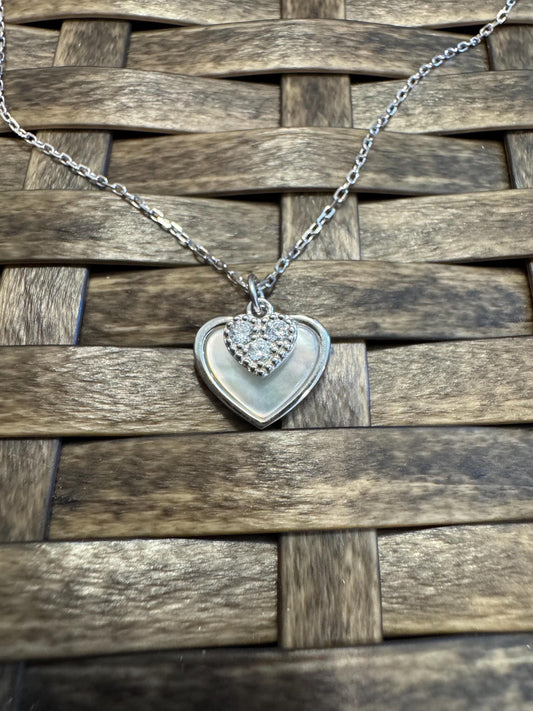 Sterling Silver Double Heart Locket Necklace – Sparkling & Sweet Gift for Her