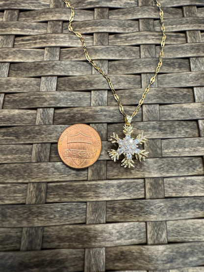 Gold Spinning Snowflake Necklace with Cubic Zirconia – Anxiety Relief Jewelry