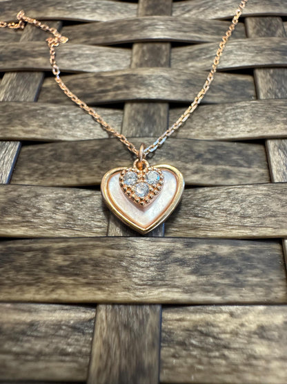 Rose Gold Double Heart Locket Necklace – Sparkling & Sweet Gift for Her