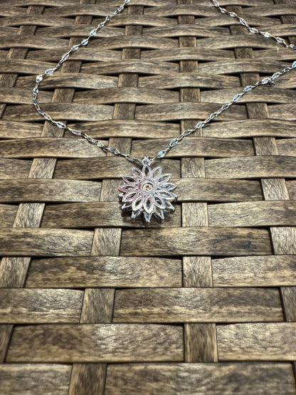 Silver Spinning Sunflower (Type #3) Necklace with Cubic Zirconia – Anxiety Relief Jewelry (Copy)
