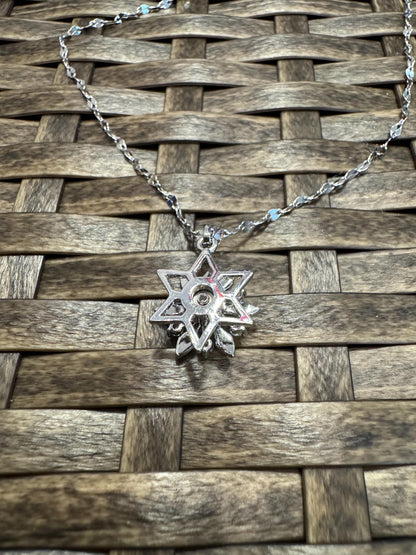 Silver Spinning Snowflake (Type #2) Necklace with Cubic Zirconia – Anxiety Relief Jewelry