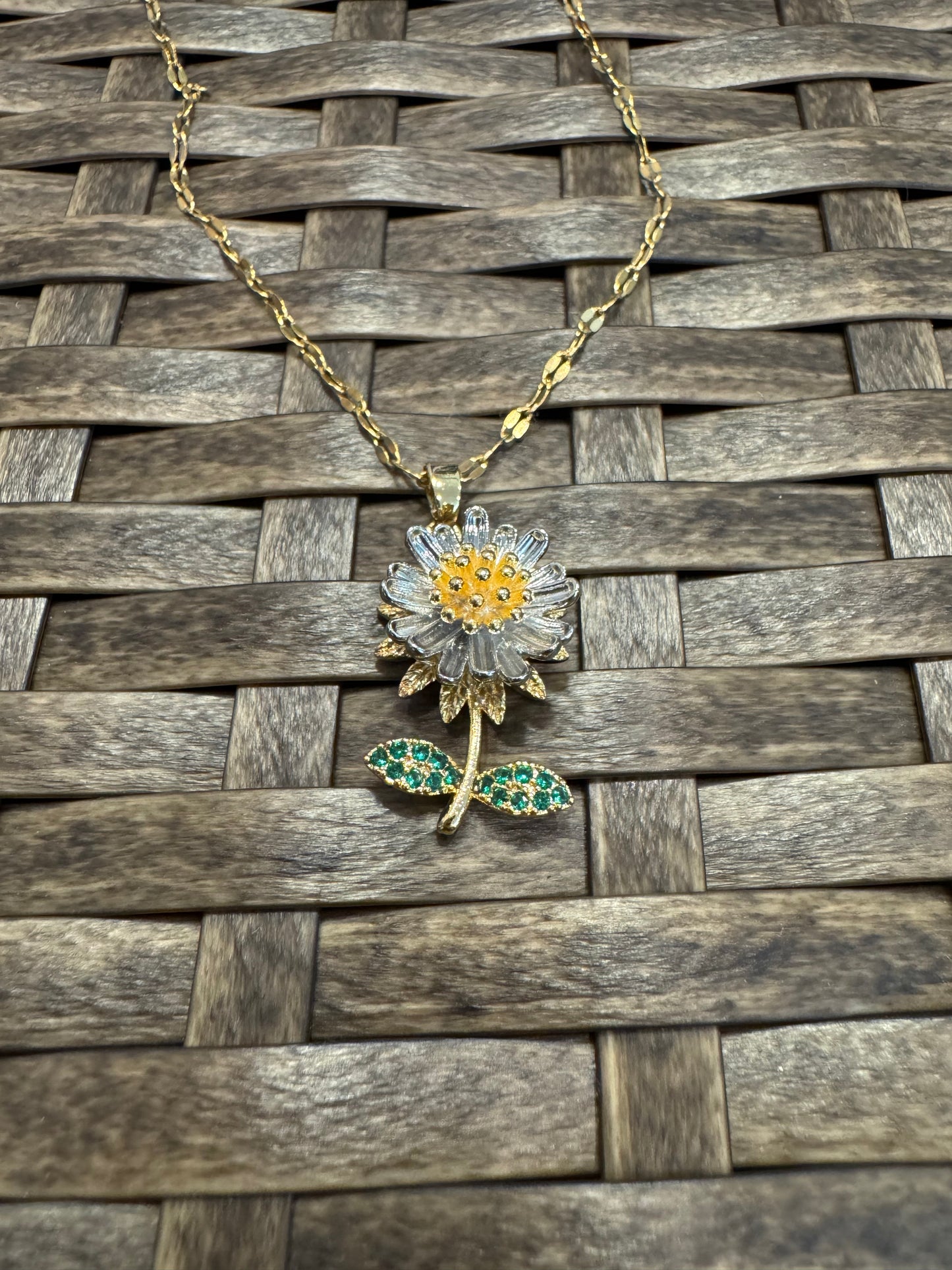 Gold Spinning Sunflower (Type #4) Necklace with Cubic Zirconia – Anxiety Relief Jewelry (Copy) (Copy)