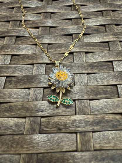 Gold Spinning Sunflower (Type #4) Necklace with Cubic Zirconia – Anxiety Relief Jewelry (Copy) (Copy)