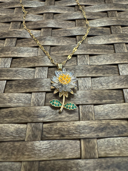 Gold Spinning Sunflower (Type #4) Necklace with Cubic Zirconia – Anxiety Relief Jewelry (Copy) (Copy)