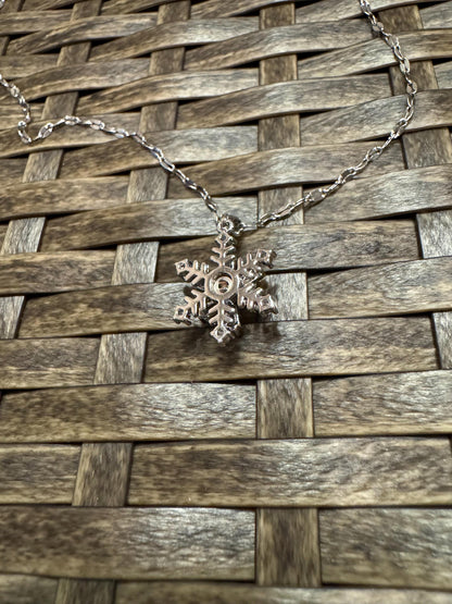 Silver Spinning Snowflake (Type #1) Necklace with Cubic Zirconia – Anxiety Relief Jewelry