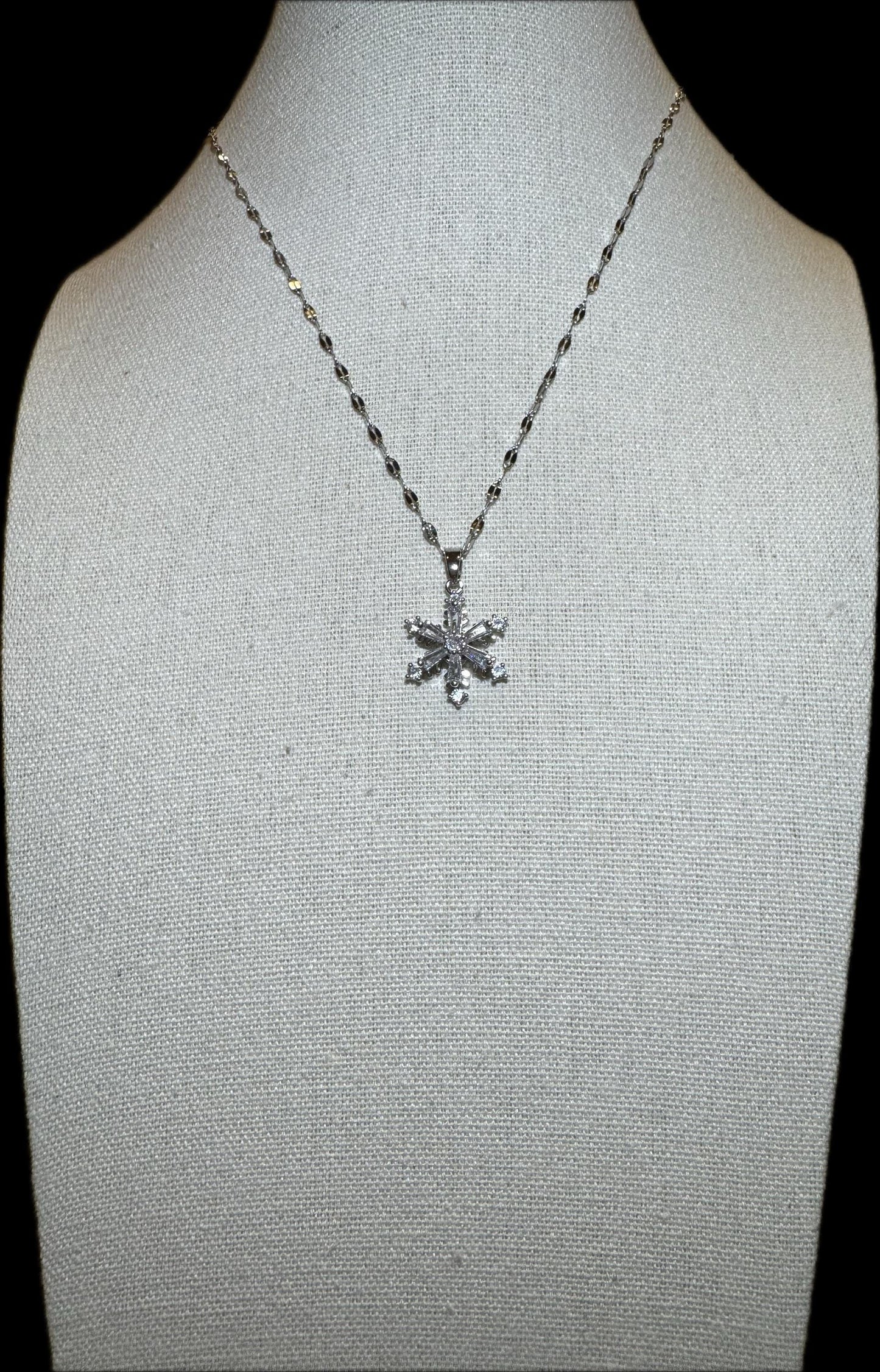 Silver Spinning Snowflake (Type #1) Necklace with Cubic Zirconia – Anxiety Relief Jewelry