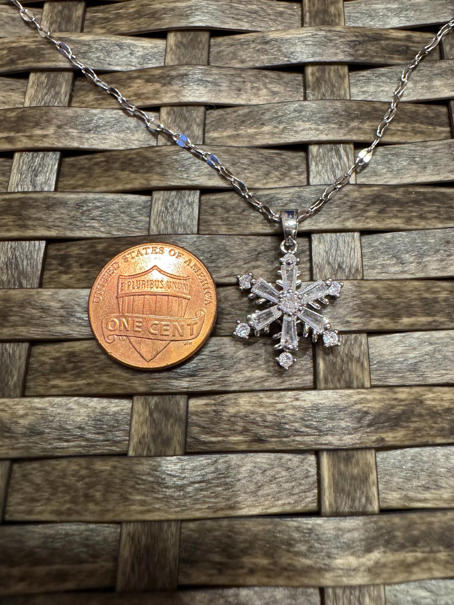 Silver Spinning Snowflake (Type #1) Necklace with Cubic Zirconia – Anxiety Relief Jewelry