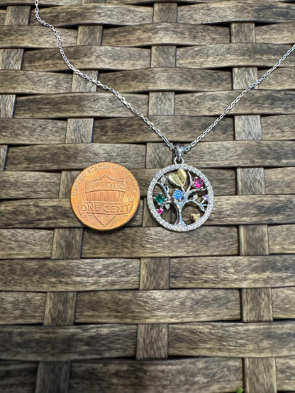 Sterling Silver Tree of Life Necklace — Multi-Charm Pendant for Mom, Nature Lover or Family Gift
