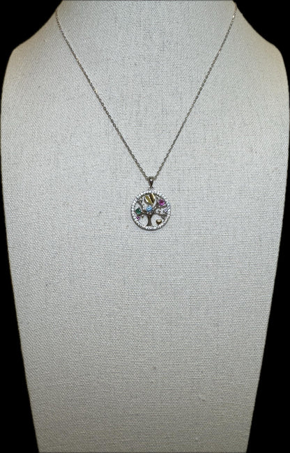 Sterling Silver Tree of Life Necklace — Multi-Charm Pendant for Mom, Nature Lover or Family Gift