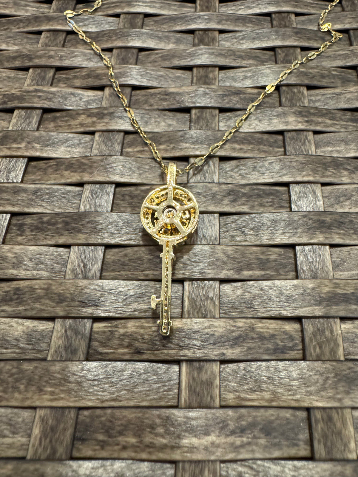 Gold Spinning Key-Shape (Type #3) Necklace with Cubic Zirconia – Anxiety Relief Jewelry (Copy) (Copy)