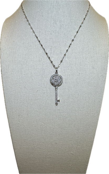 Silver Spinning Key-Shape (Type #3) Necklace with Cubic Zirconia – Anxiety Relief Jewelry (Copy)