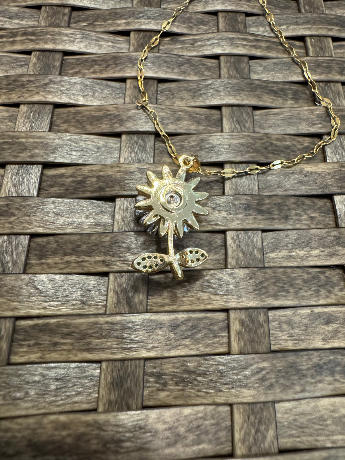 Gold Spinning Sunflower (Type #4) Necklace with Cubic Zirconia – Anxiety Relief Jewelry (Copy) (Copy)