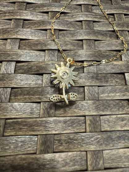 Gold Spinning Sunflower (Type #4) Necklace with Cubic Zirconia – Anxiety Relief Jewelry (Copy) (Copy)
