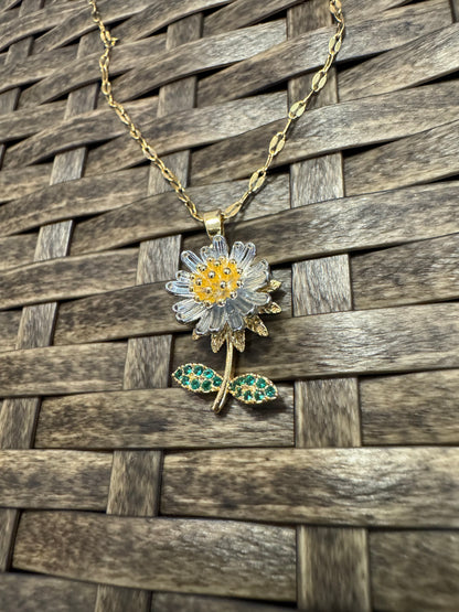 Gold Spinning Sunflower (Type #4) Necklace with Cubic Zirconia – Anxiety Relief Jewelry (Copy) (Copy)