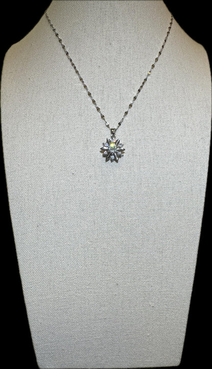 Silver Spinning Snowflake (Type #2) Necklace with Cubic Zirconia – Anxiety Relief Jewelry