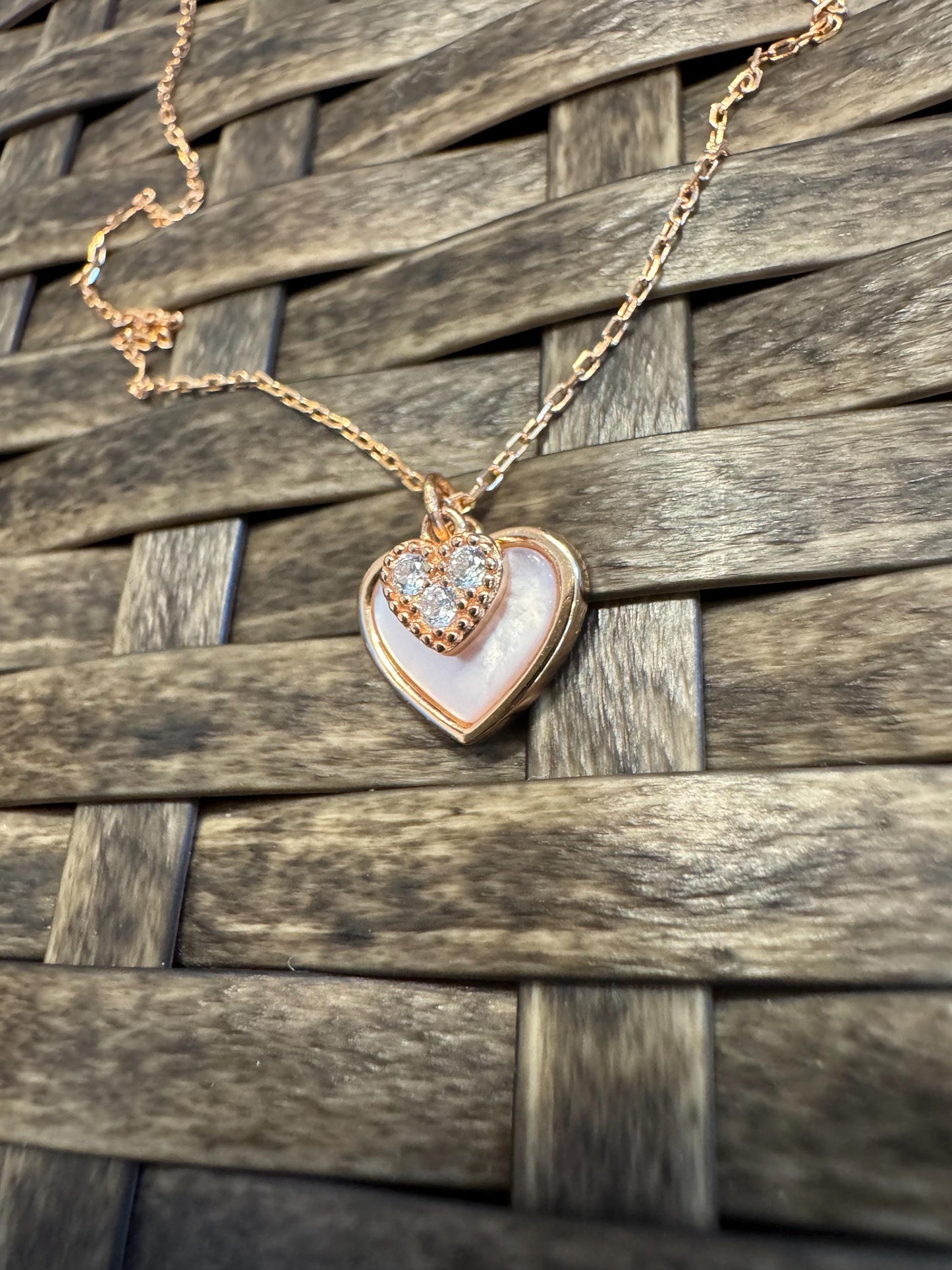 Rose Gold Double Heart Locket Necklace – Sparkling & Sweet Gift for Her