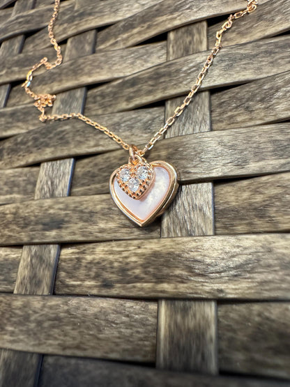 Rose Gold Double Heart Locket Necklace – Sparkling & Sweet Gift for Her