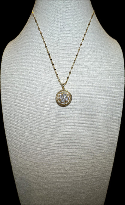 Gold Spinning Clover (Type #4) Necklace with Cubic Zirconia – Anxiety Relief Jewelry