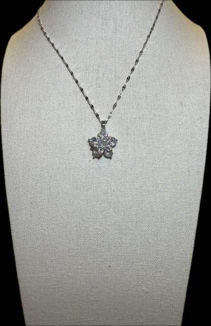 Silver Spinning Plum Blossom Necklace with Cubic Zirconia – Anxiety Relief Jewelry