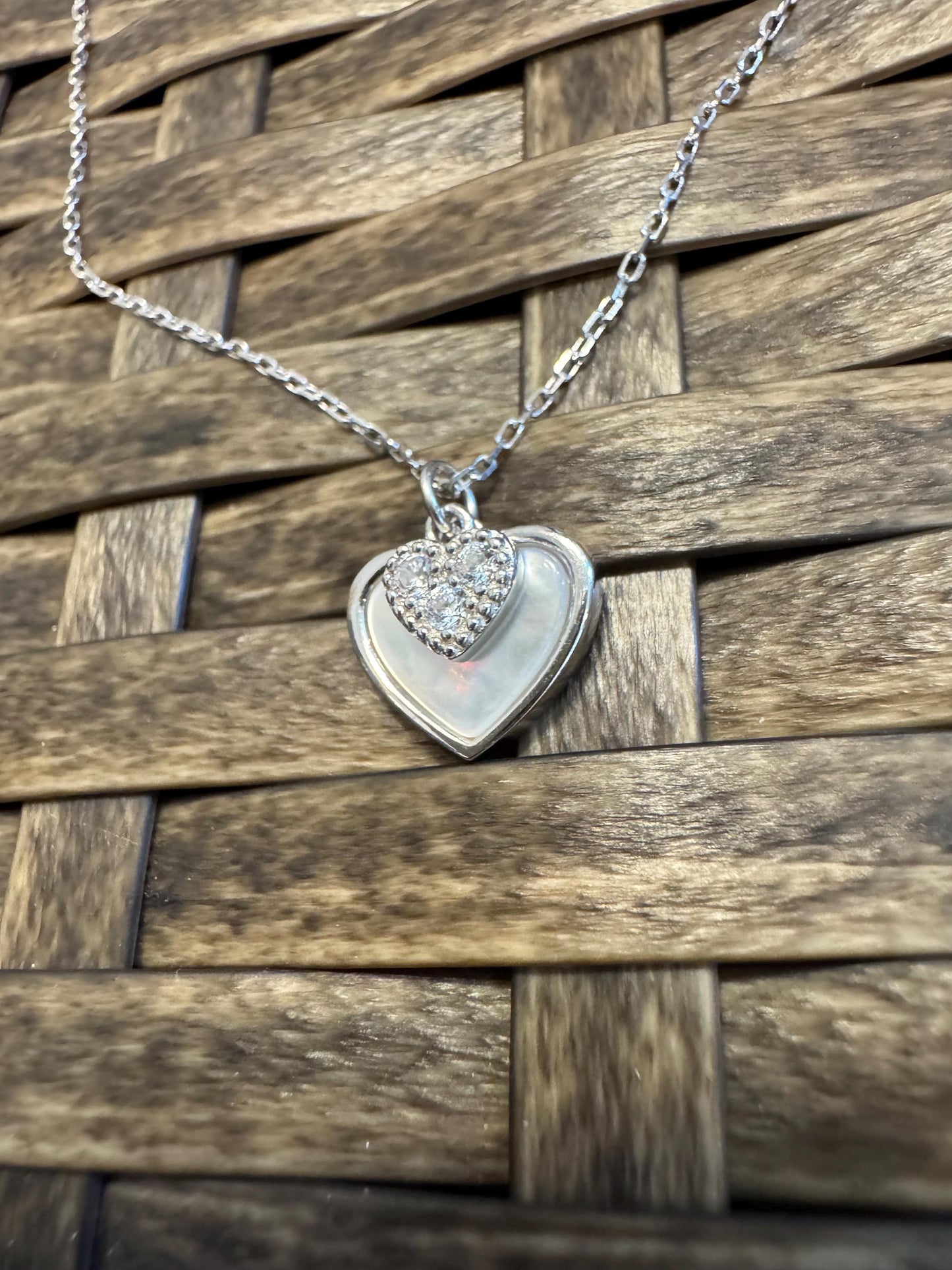 Sterling Silver Double Heart Locket Necklace – Sparkling & Sweet Gift for Her