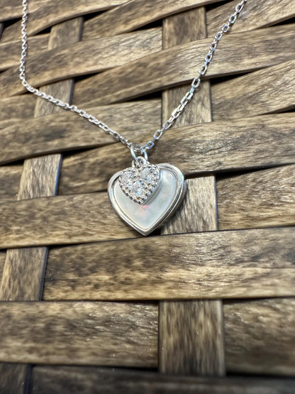 Sterling Silver Double Heart Locket Necklace – Sparkling & Sweet Gift for Her