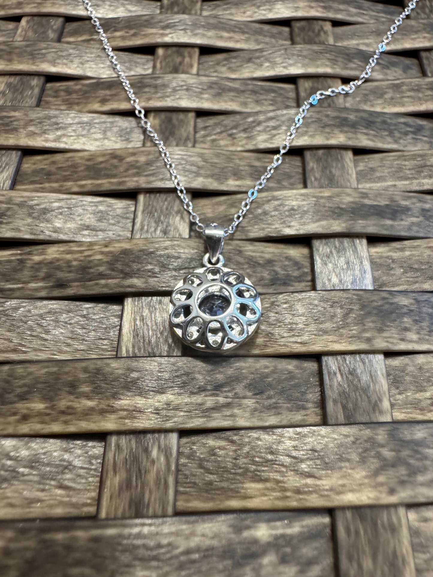 Sterling Silver Round Halo Pendant Necklace – Dainty Cubic Zirconia Sparkle for Everyday Elegance & Gifting