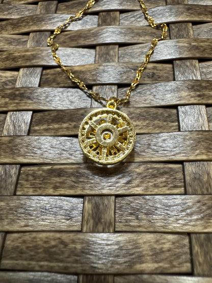 Spinning White Sunflower Necklace – Dainty CZ Spinner Pendant for Stress Relief
