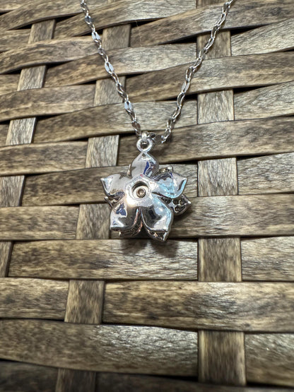 Silver Spinning Lily Blossom Necklace with Cubic Zirconia – Anxiety Relief Jewelry