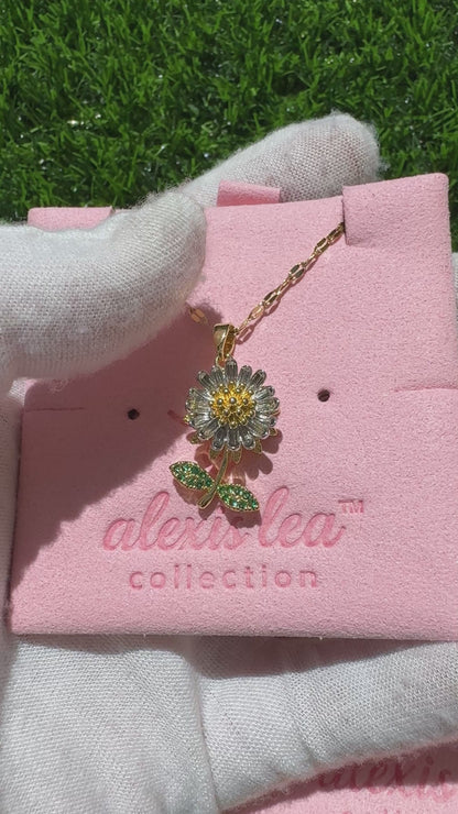 Gold Spinning Sunflower (Type #4) Necklace with Cubic Zirconia – Anxiety Relief Jewelry (Copy) (Copy)