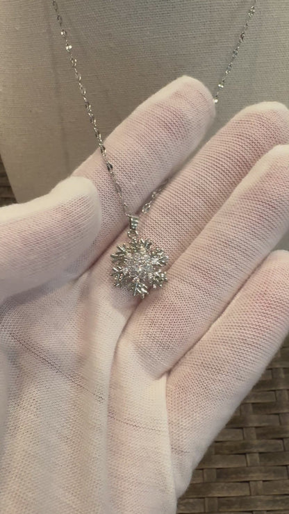 Silver Spinning Snowflake (Type #3) Necklace with Cubic Zirconia – Anxiety Relief Jewelry (Copy)
