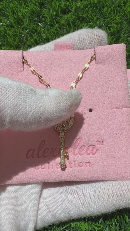 Gold Spinning Key-Shape (Type #3) Necklace with Cubic Zirconia – Anxiety Relief Jewelry (Copy) (Copy)