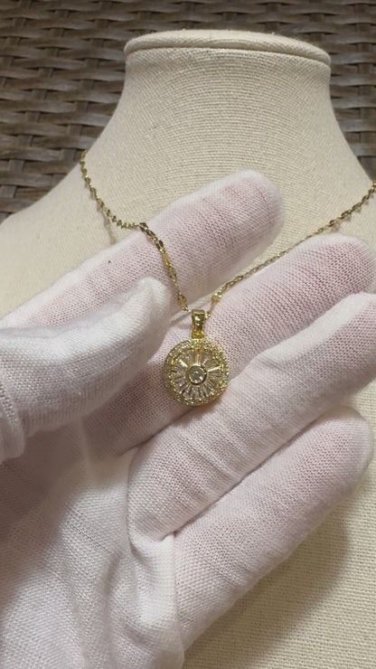 Spinning White Sunflower Necklace – Dainty CZ Spinner Pendant for Stress Relief