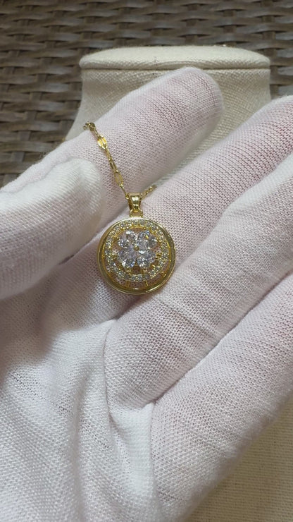 Gold Spinning Clover (Type #4) Necklace with Cubic Zirconia – Anxiety Relief Jewelry